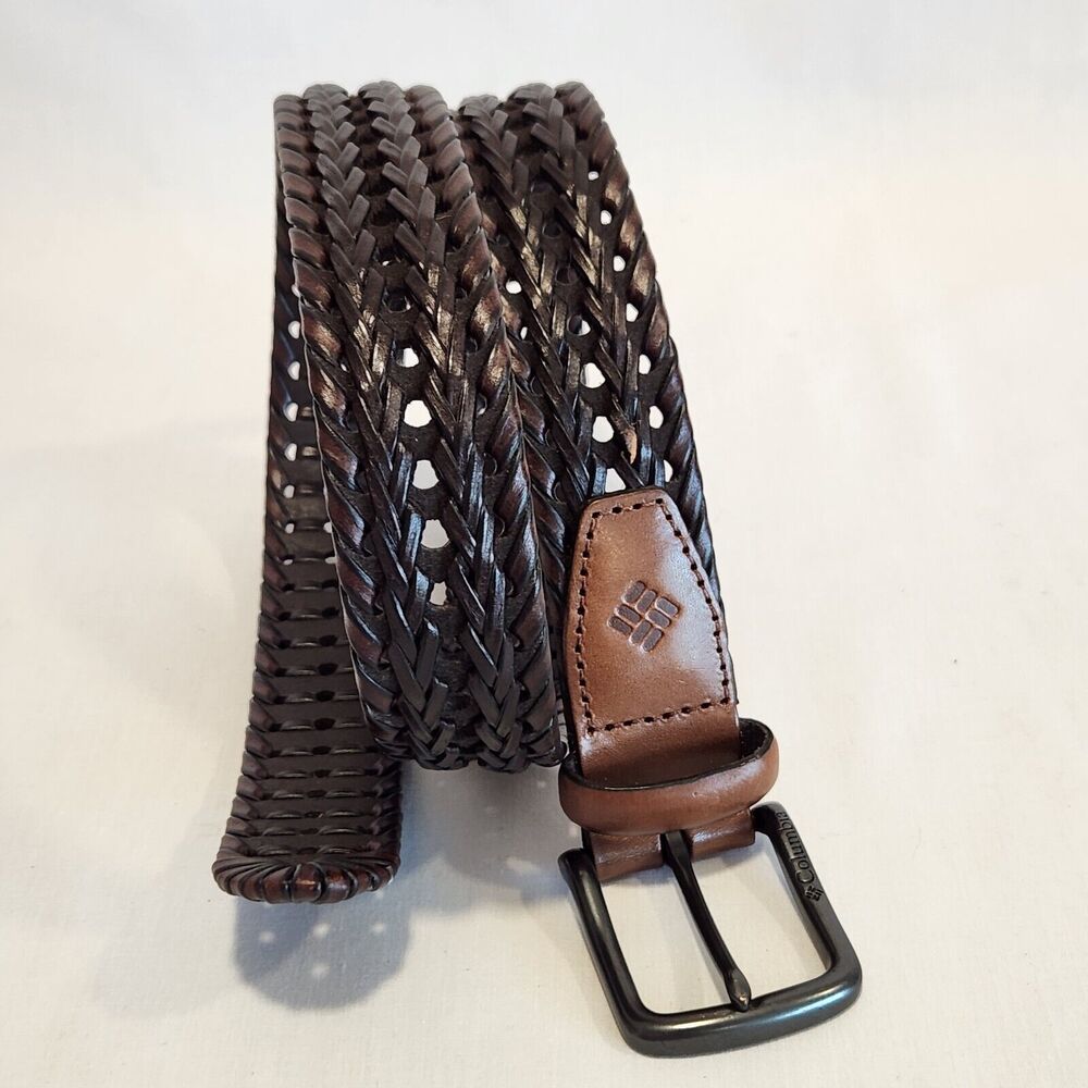 Columbia Men's S Braided Belt‎ 30-32 Casual Dress Single Prong Buckle Brown